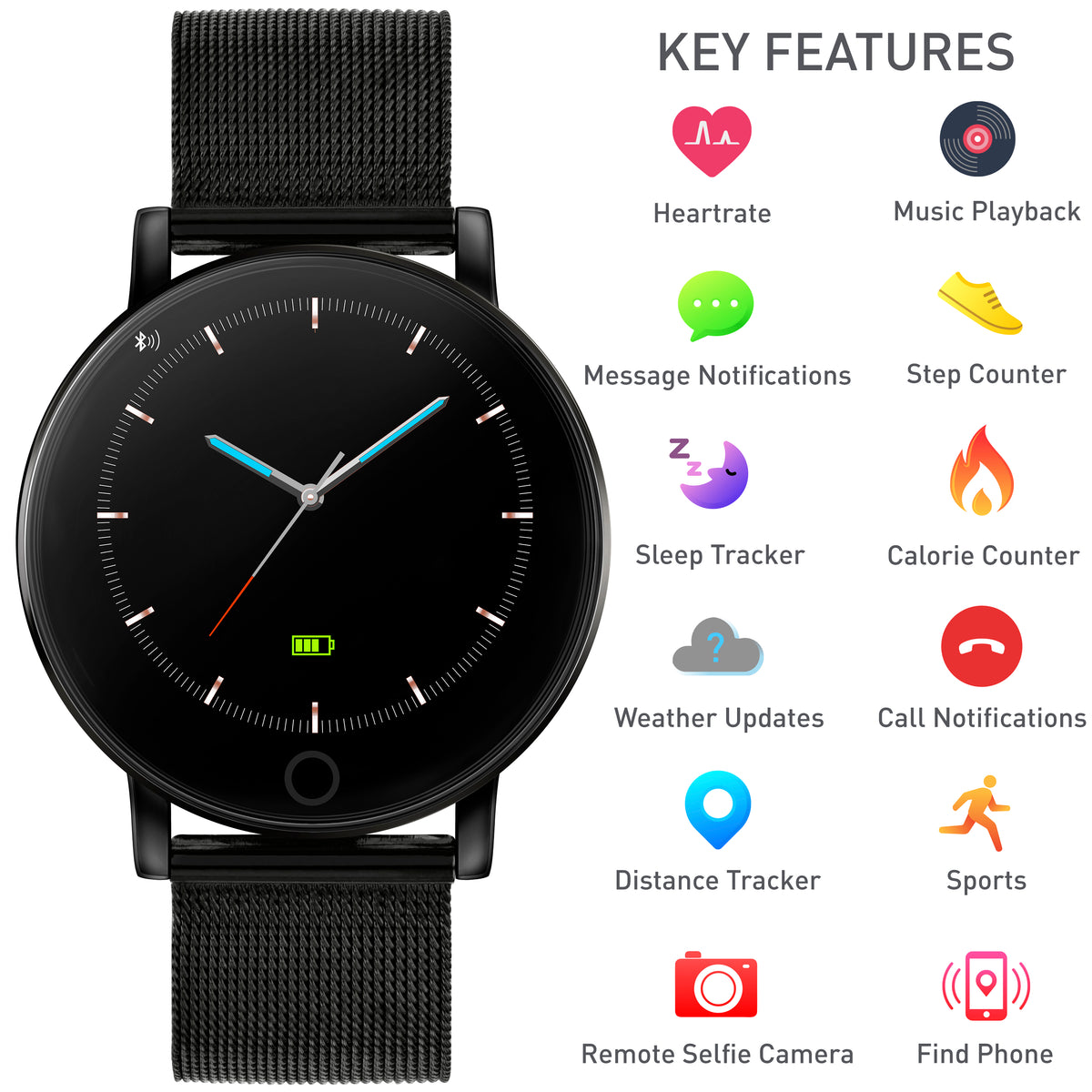 Reflex Active Series 5 Black Mesh Smart Watch RA05-4024