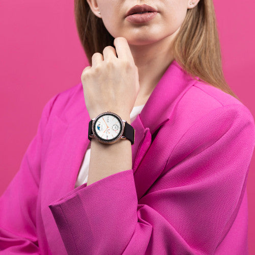 Reflex Active Series 07 Rose Gold Crystal Black Smart Watch RA07-2134