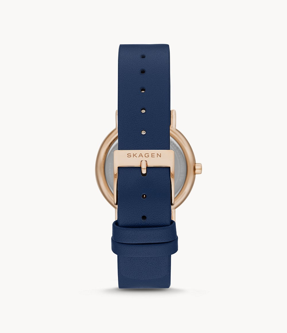 SKAGEN Signatur Two-Hand Blue Leather Watch SKW2838
