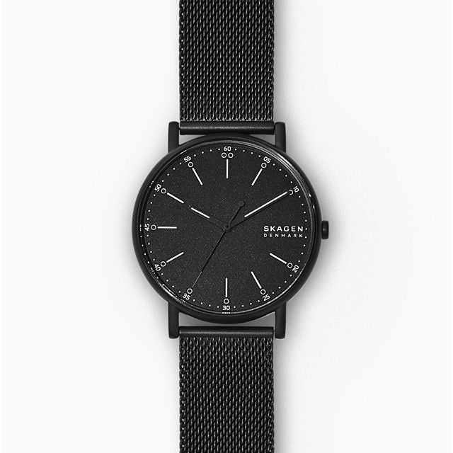 SKAGEN Signatur Three-Hand Black Steel-Mesh Watch SKW6579