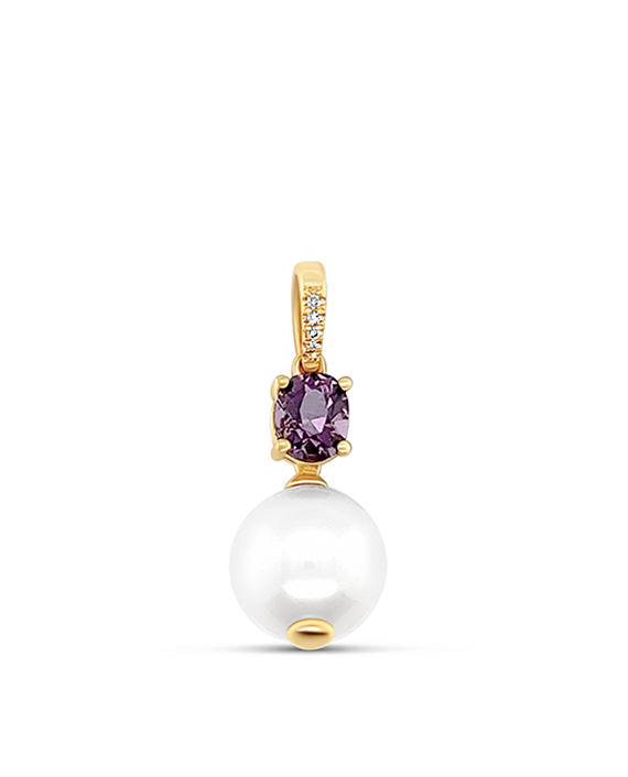 9CT Yellow Gold Purple Sapphire South Sea Pearl Pendant