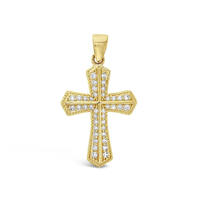 9KY CZ FANCY CROSS PENDANT STRCP62