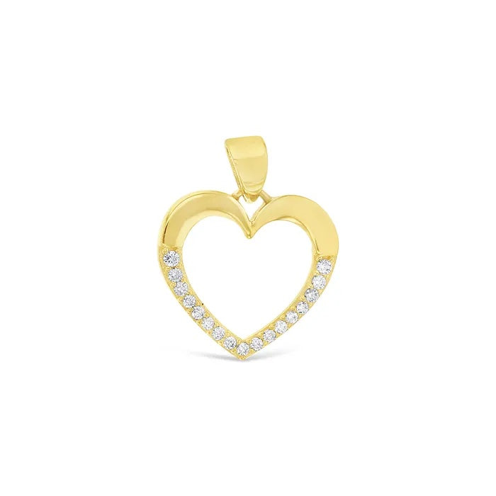 9KY HALF CZ HEART PENDANT STPD322