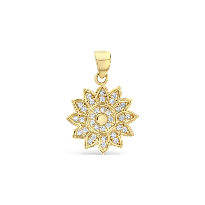 9KY GOLD CZ FLOWER PENDANT STPD324