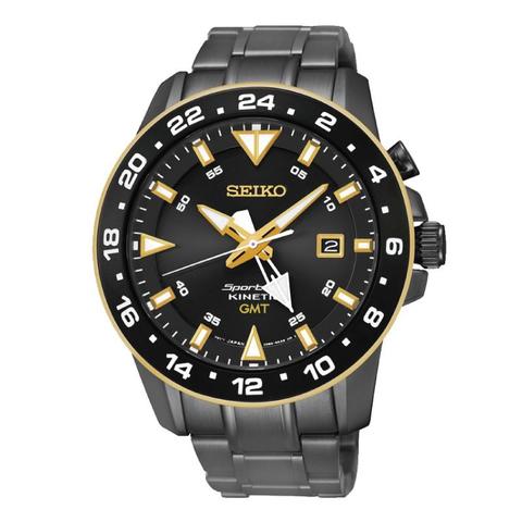 SEIKO Sportura Kinetic GMT Black Stainless Steel SUN026P1