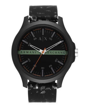 Armani Exchange Black Analogue Rubber Strap Watch AX2428