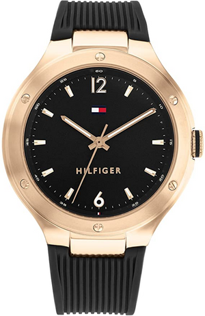 Tommy Hilfiger Ladies Silicone Band Gold IP Watch 1782474