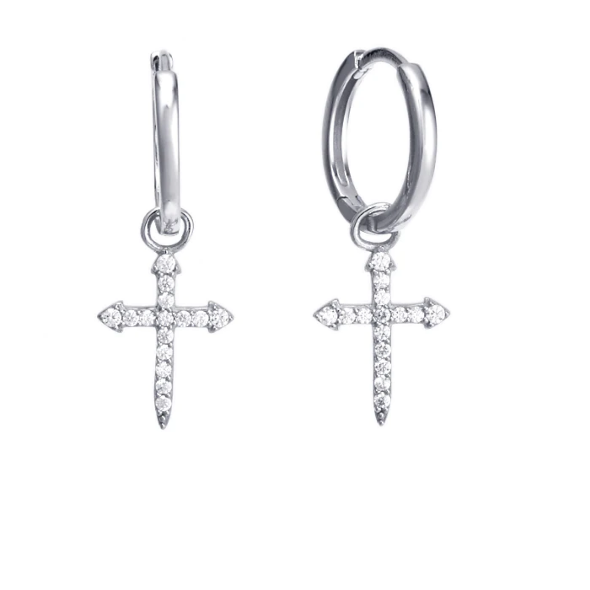 GEORGINI A Christmas Journey Cross Hoop Earrings Silver IE1067W