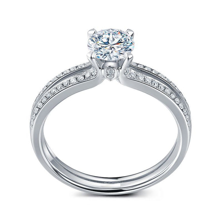 18CT White Gold Brilliant Cut Diamond Semi Mount for 1CT