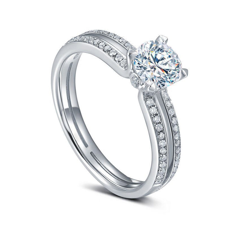 18CT White Gold Brilliant Cut Diamond Semi Mount for 1CT