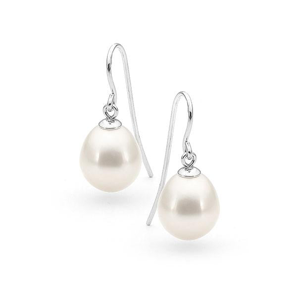 Sterling Silver White Freshwater Pearl with Shepherd Hook 9-9.5mm E/R IP74WSS