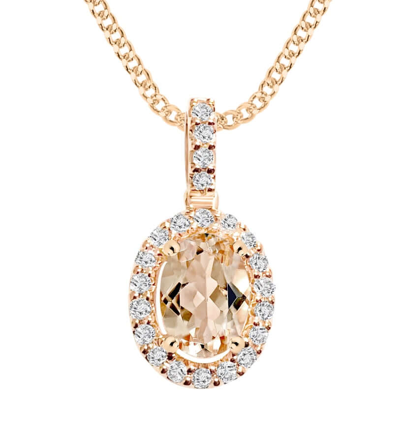 9K Rose Gold Morganite and Diamond Pendant