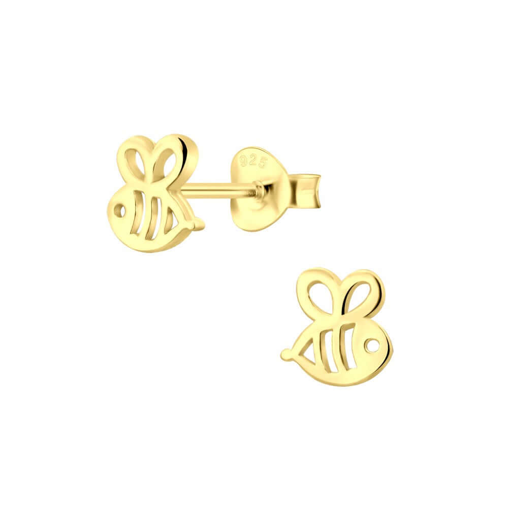 Sterling Silver Gold Plated Tiny Treasure Busy Bee Childrens Stud TTSE60