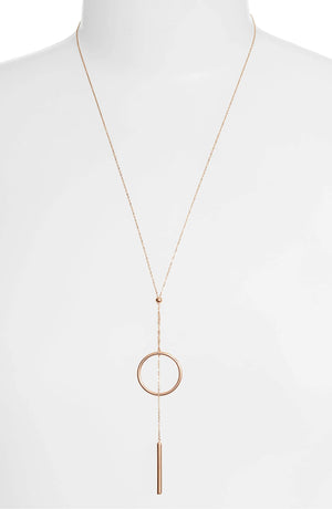 Long Drop Necklace - Rose Gold