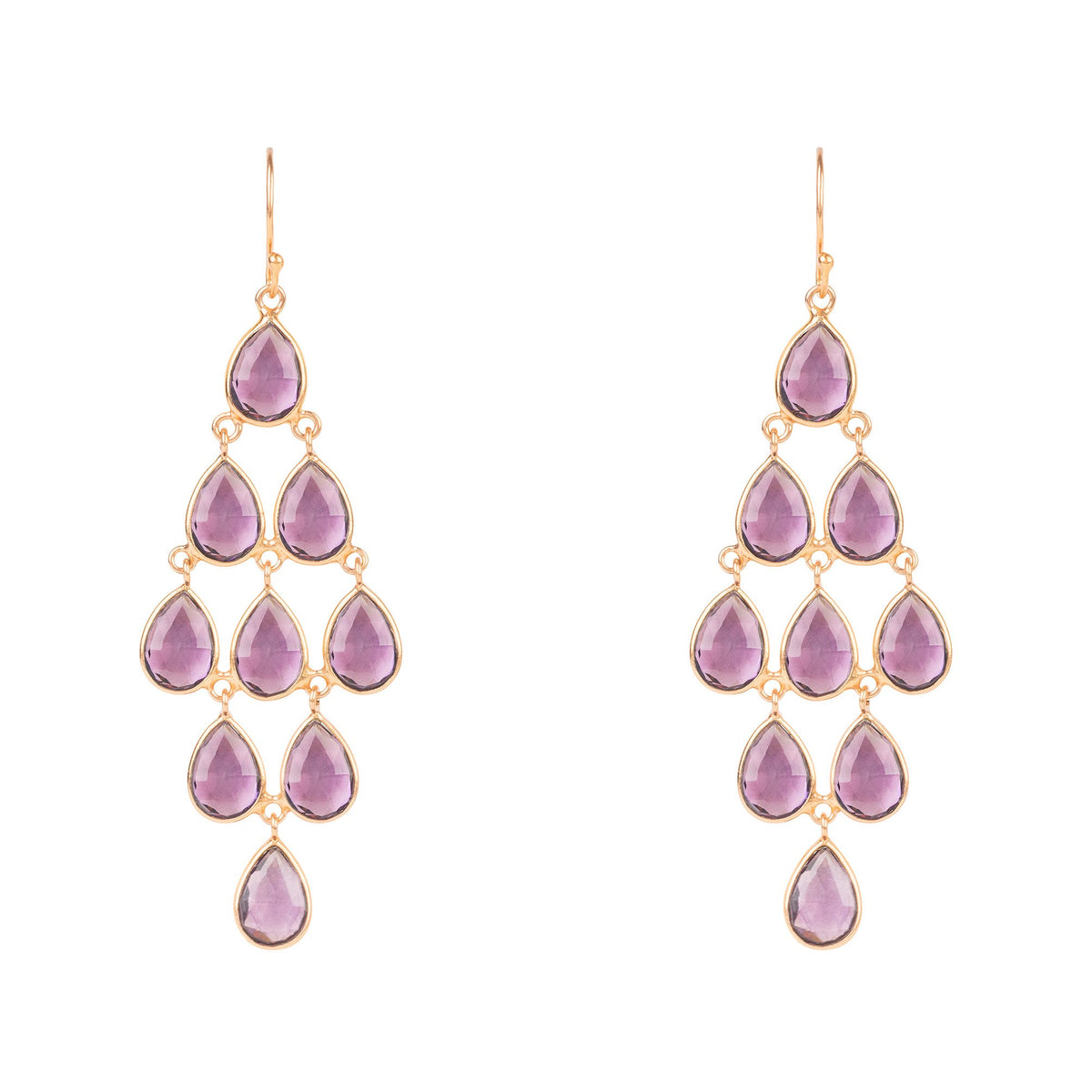 Erviola Gemstone Cascade Earring Rose Gold Amethyst Hydro