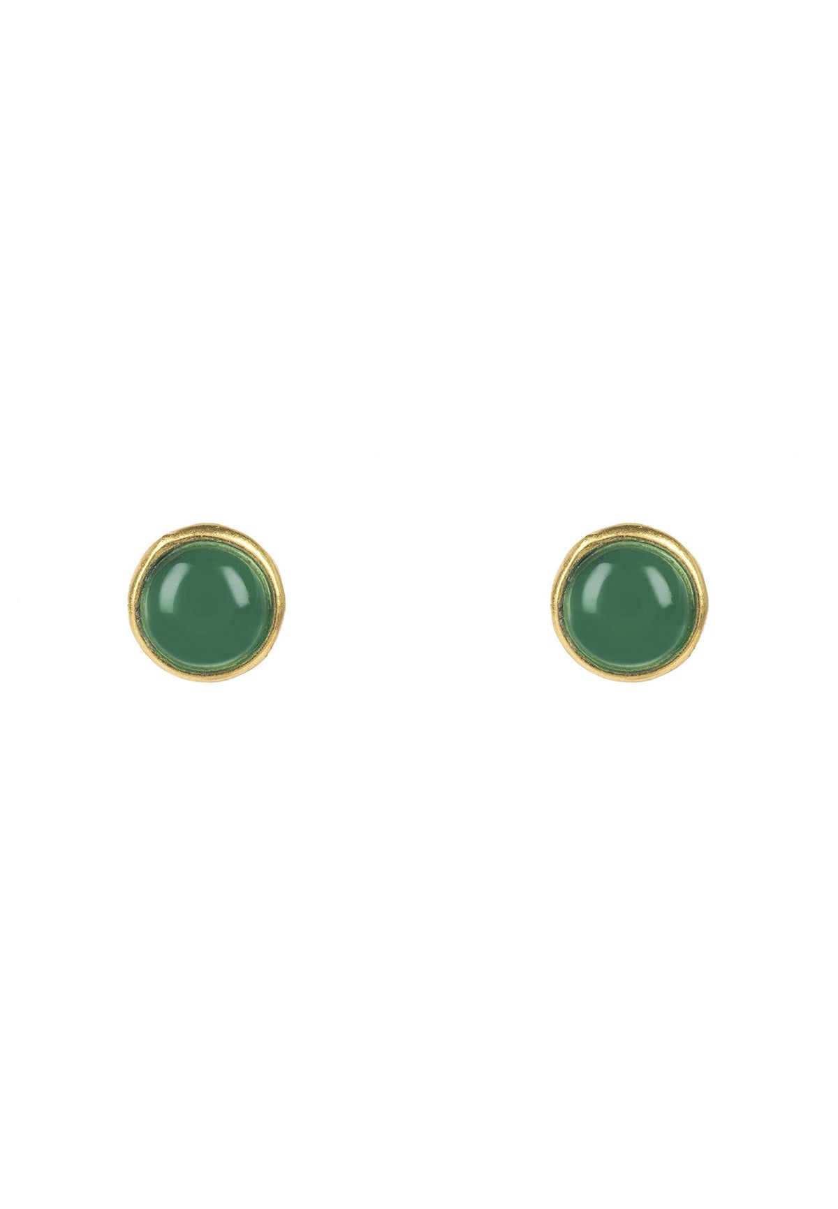 Petite Stud Earring Gold Green Onyx