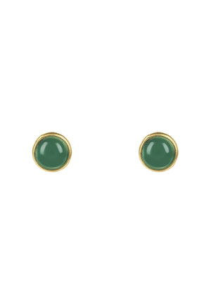 Petite Stud Earring Gold Green Onyx