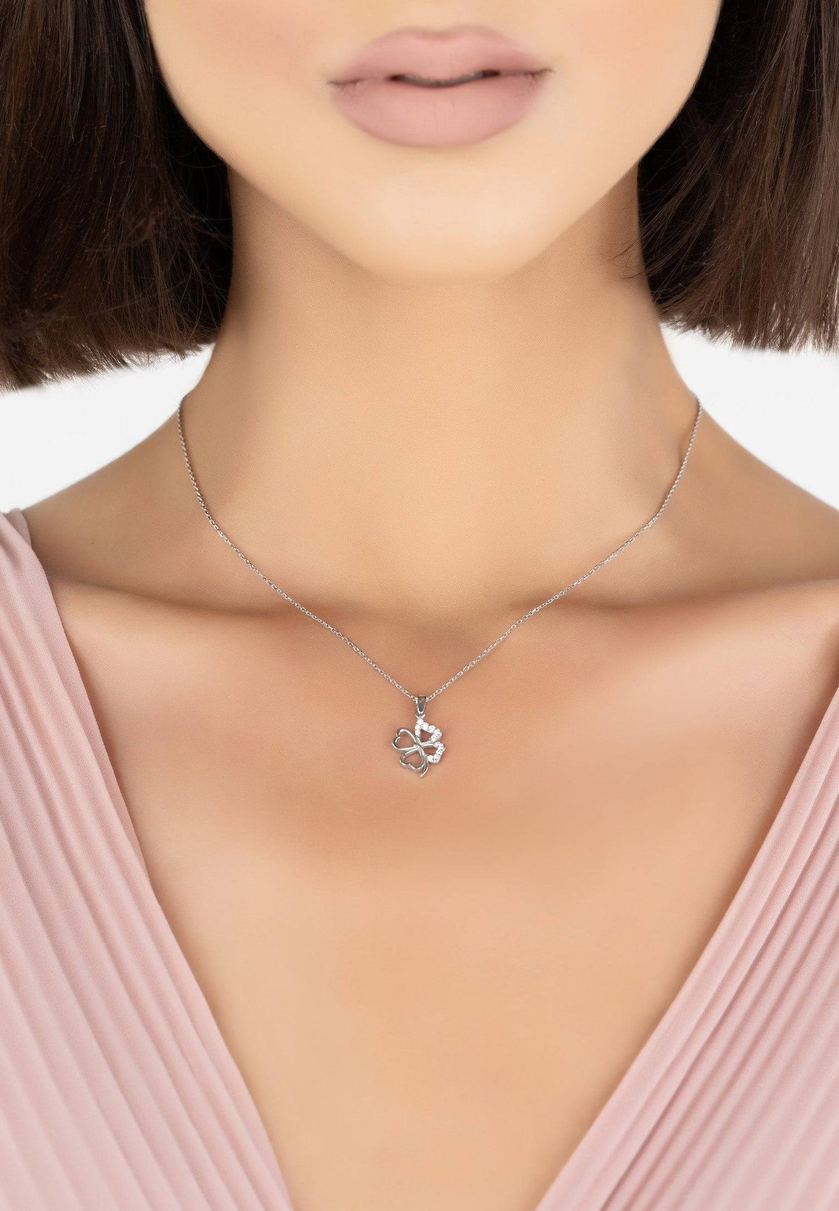 Lucky Shamrock Clover Necklace Silver