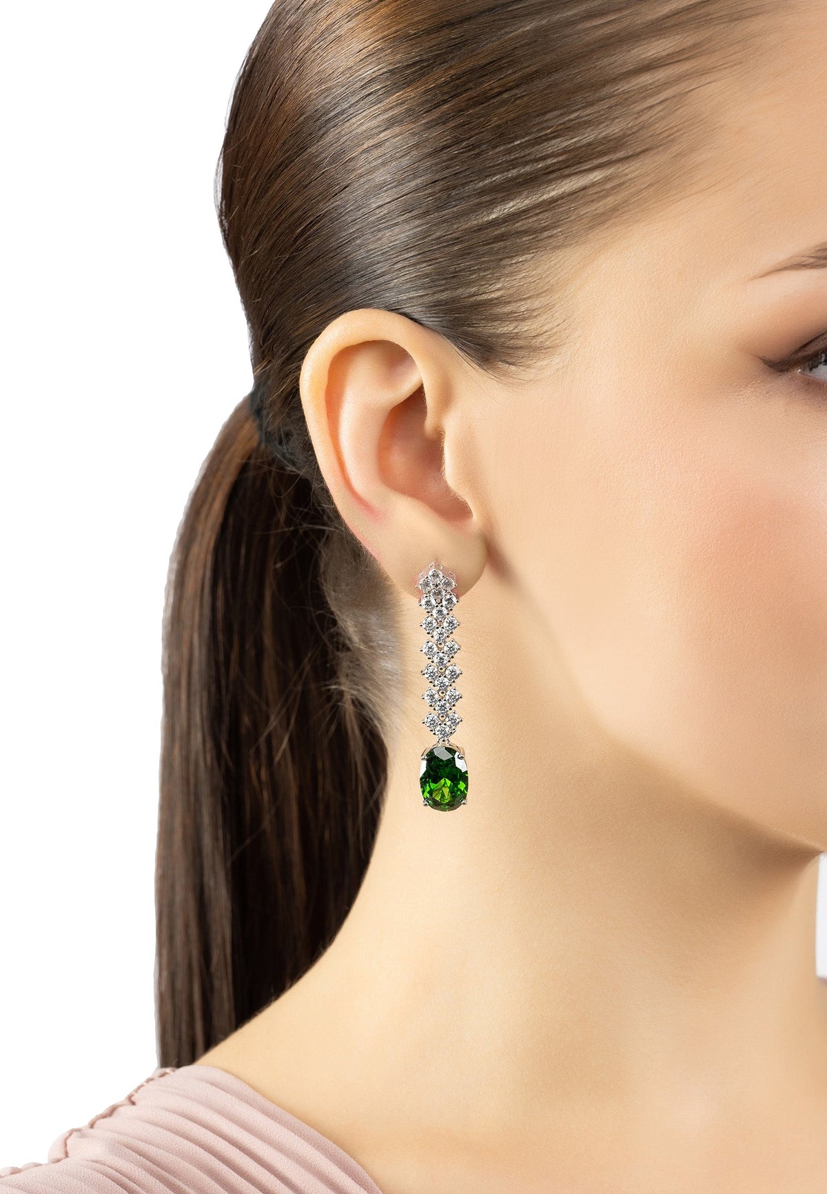 Hepburn Peridot Drop Earrings Silver