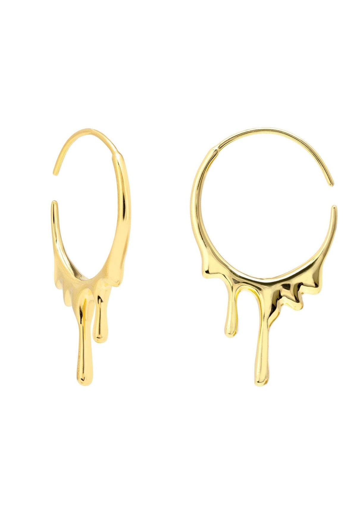 Melted Drip Hoop Earrings Gold