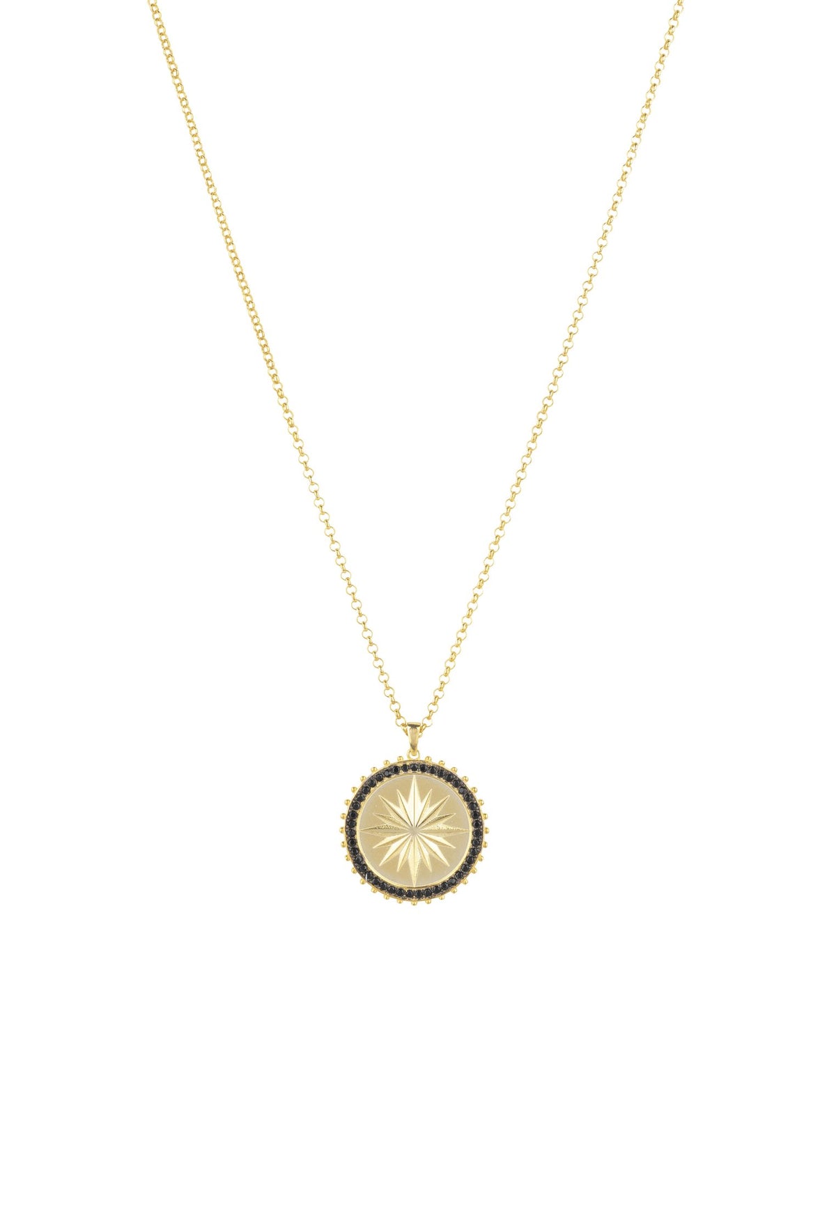 Reversible Moral Compass Starburst Pendant Necklace Gold