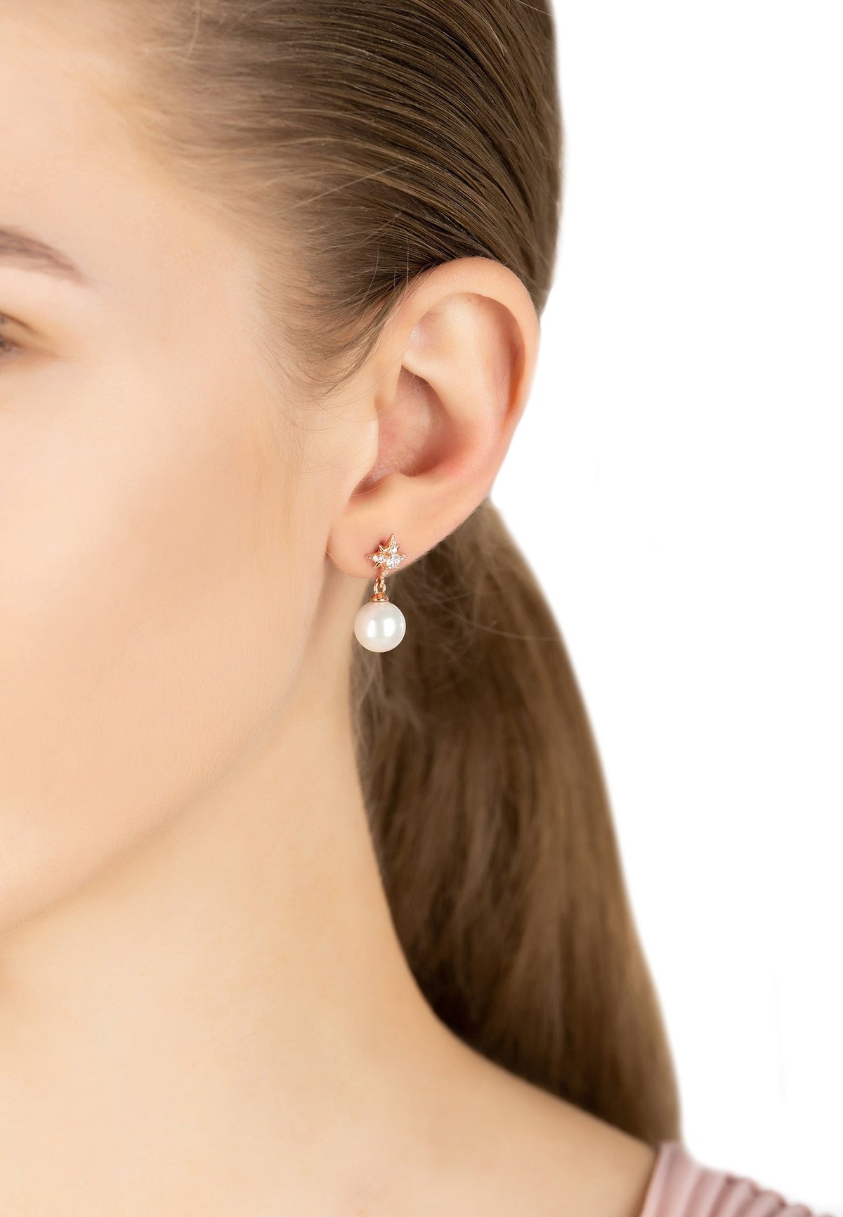 Polaris North Star Pearl Earring Rosegold