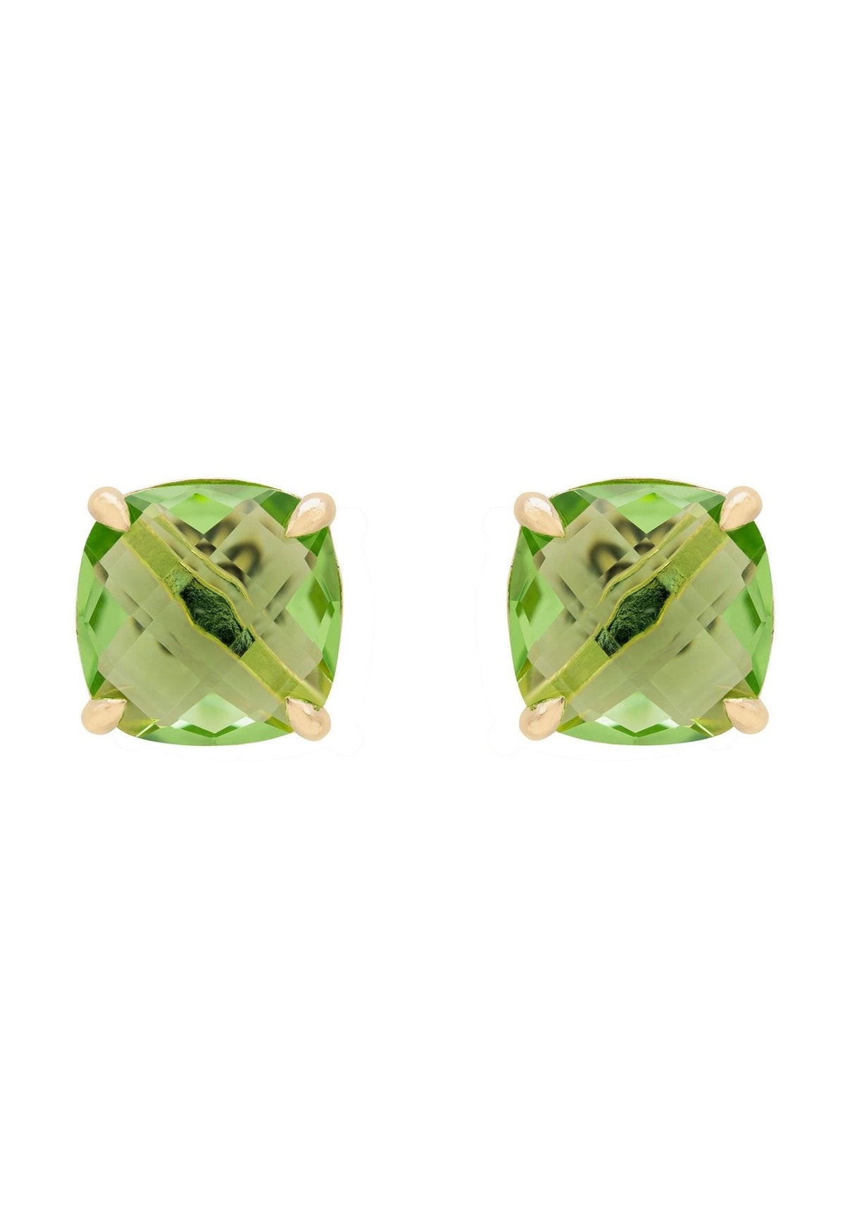 Empress Gemstone Stud Earrings Gold Peridot