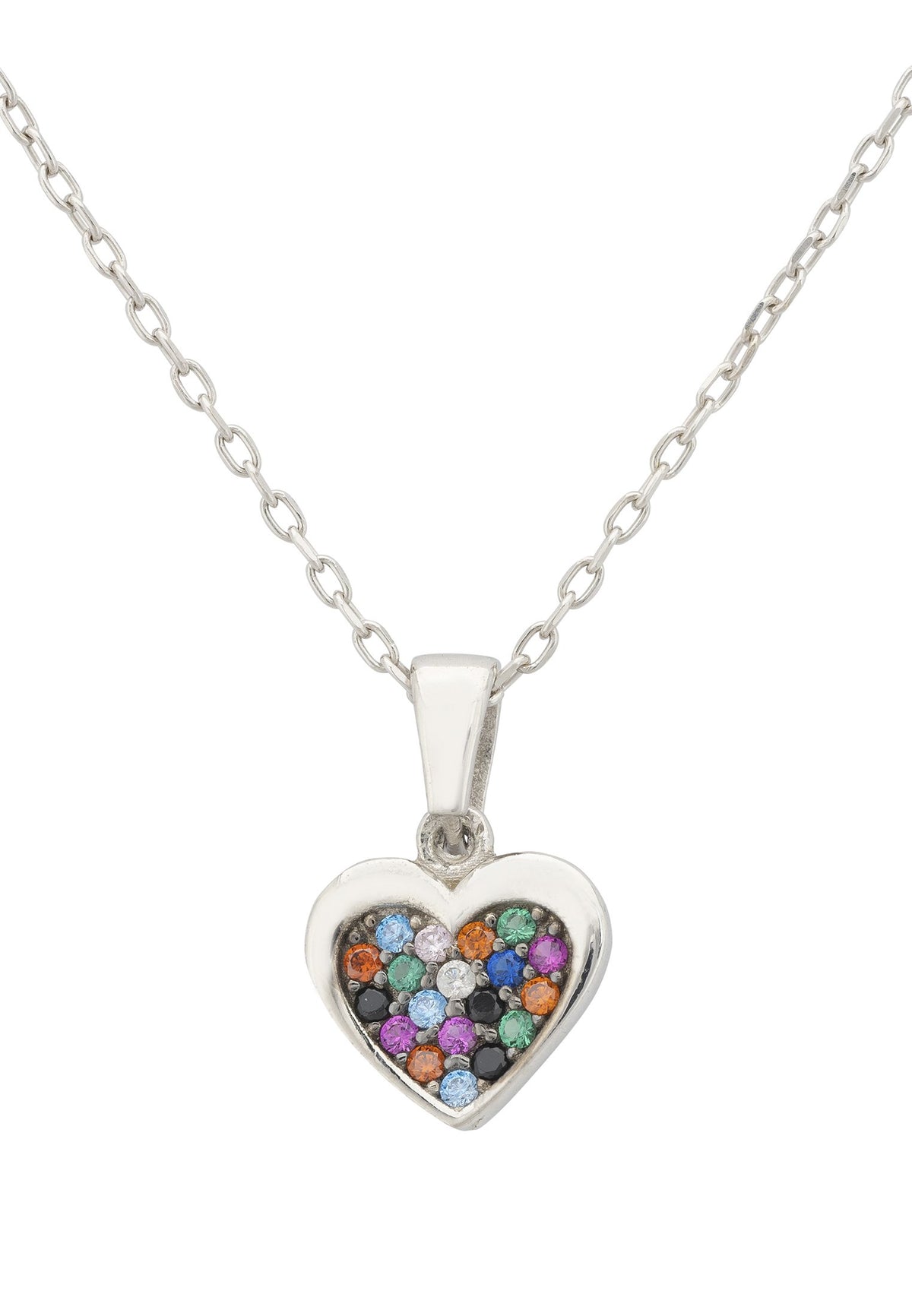 True Love Multicoloured Heart Necklace Silver