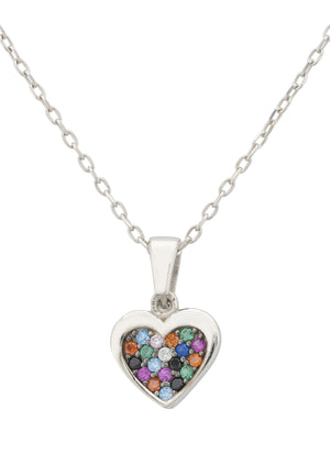 True Love Multicoloured Heart Necklace Silver