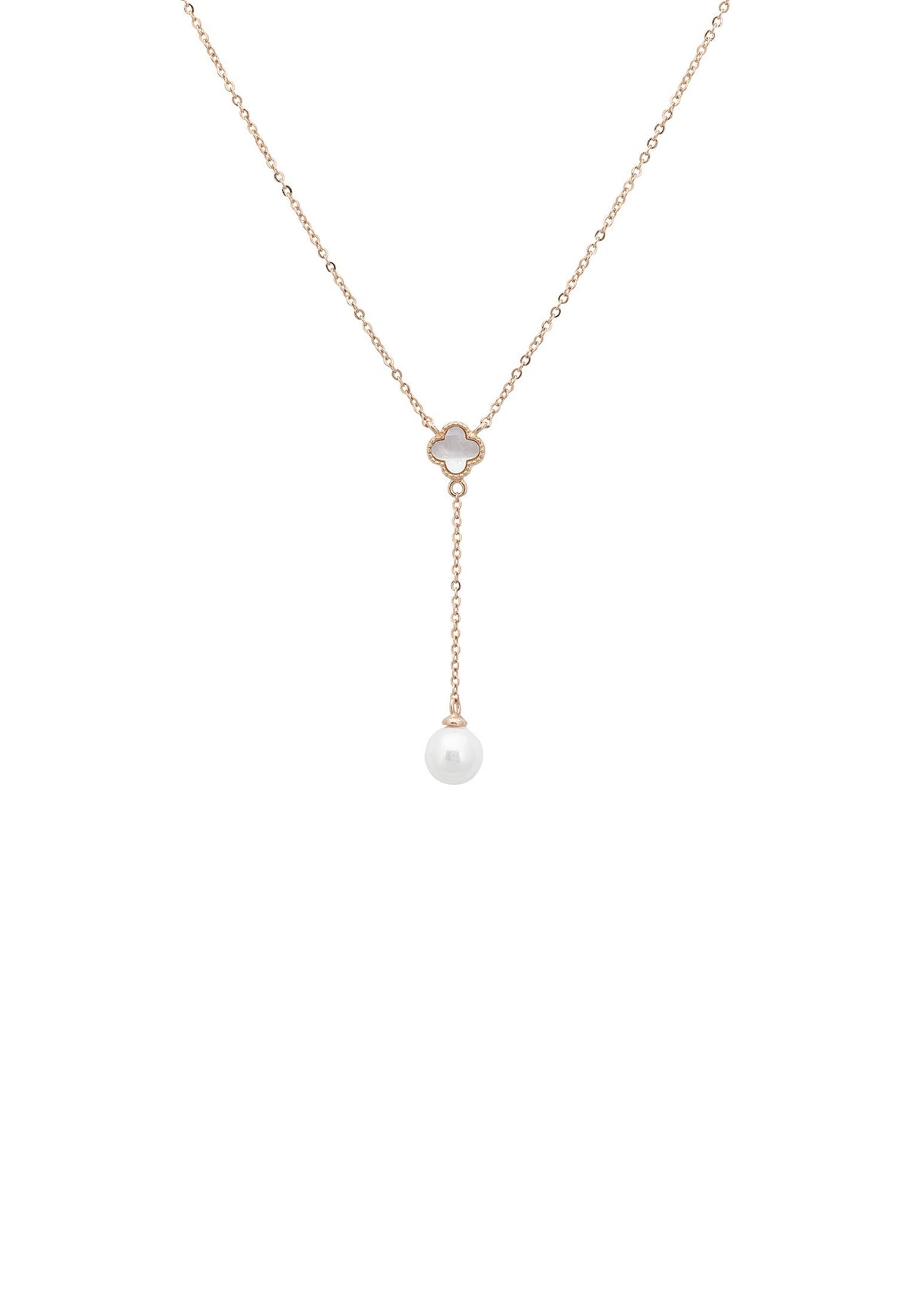 Lucky Clover Pearl Choker Necklace Rosegold