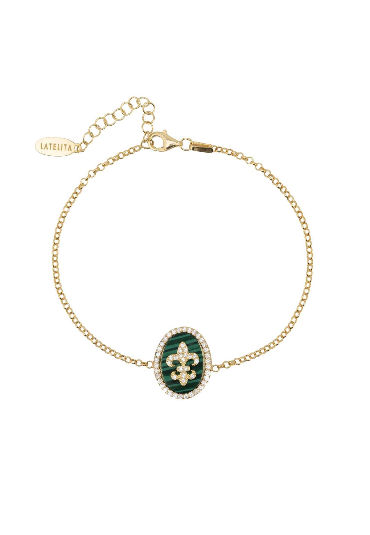 Fleur De Lys Malachite Bracelet Gold