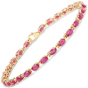 14K Yellow Gold plated Sterling Silver Glas Filled Ruby Bracelet