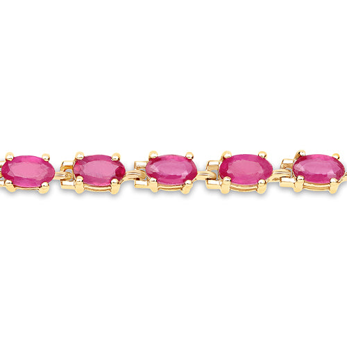 14K Yellow Gold plated Sterling Silver Glas Filled Ruby Bracelet