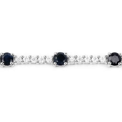 Sterling Silver Blue Sapphire and White Zircon Bracelet