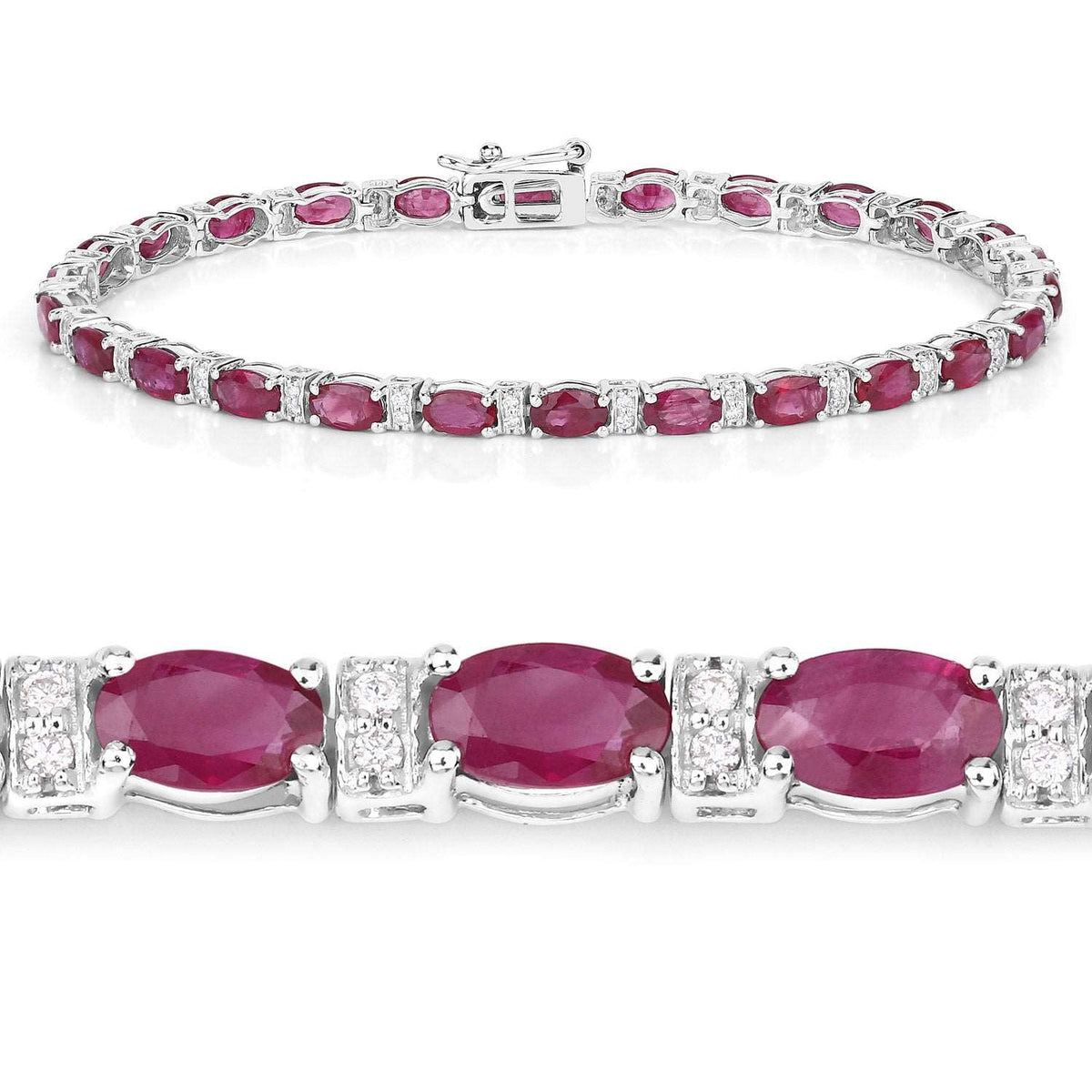 14K White Gold Ruby and Diamond Bracelet