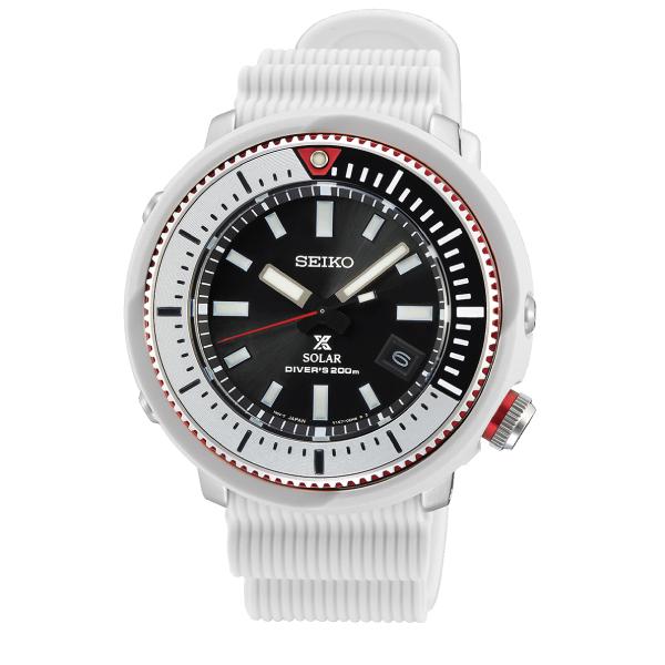 Seiko Prospex Solar Diver&#39;s White Silicone Strap Watch SNE545P1