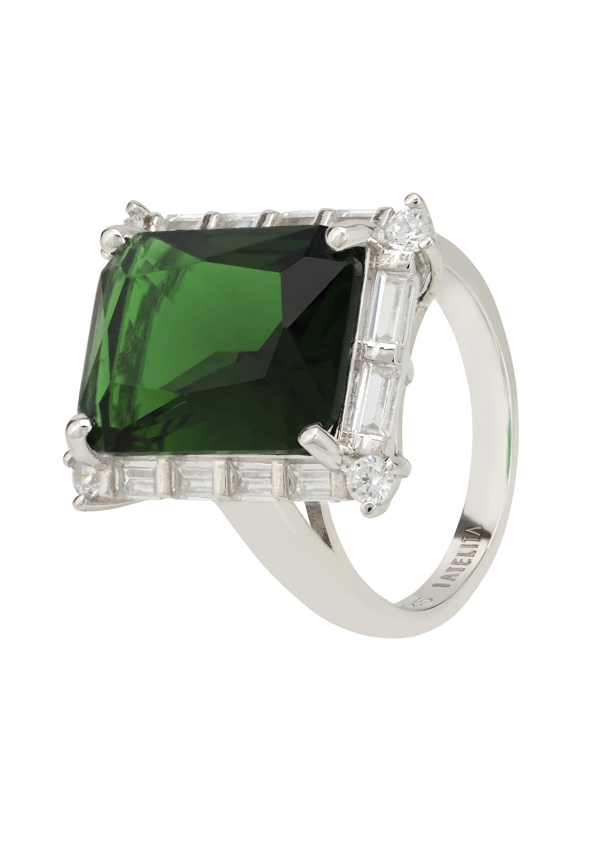 Tudor Silver Ring Emerald