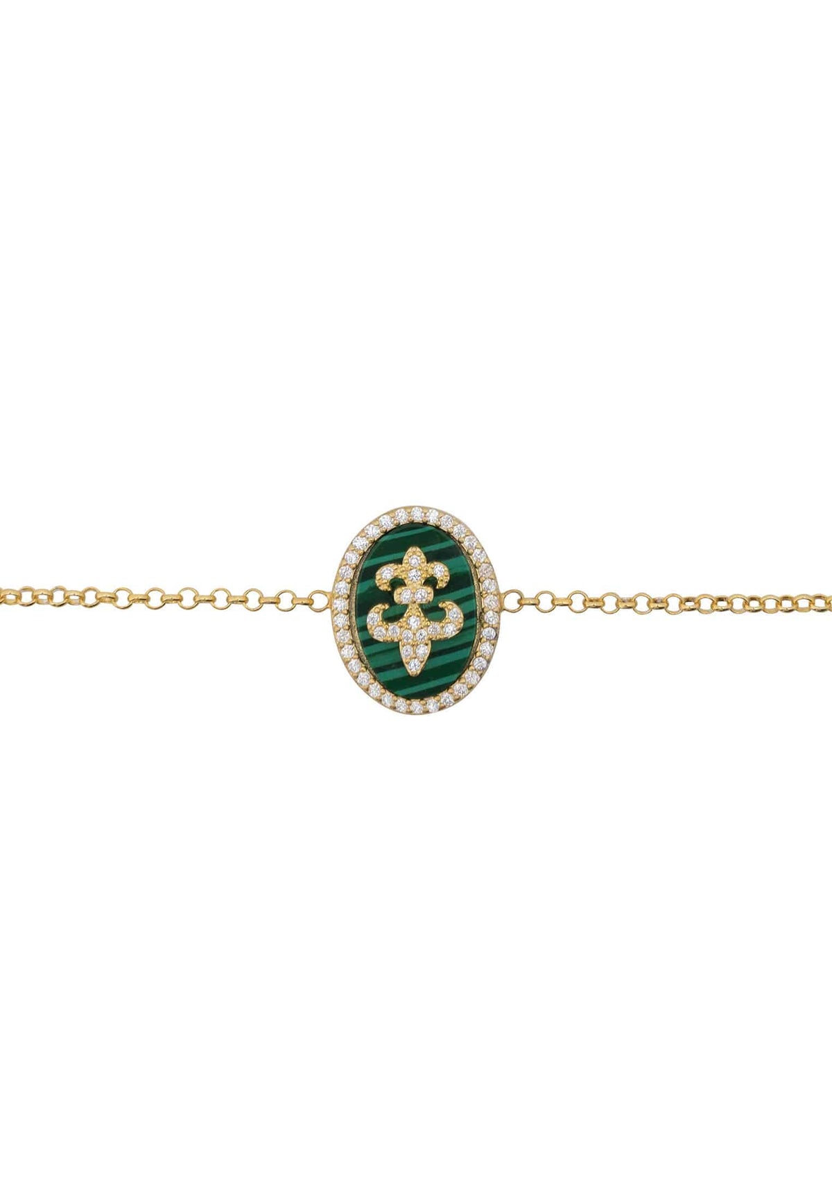 Fleur De Lys Malachite Bracelet Gold
