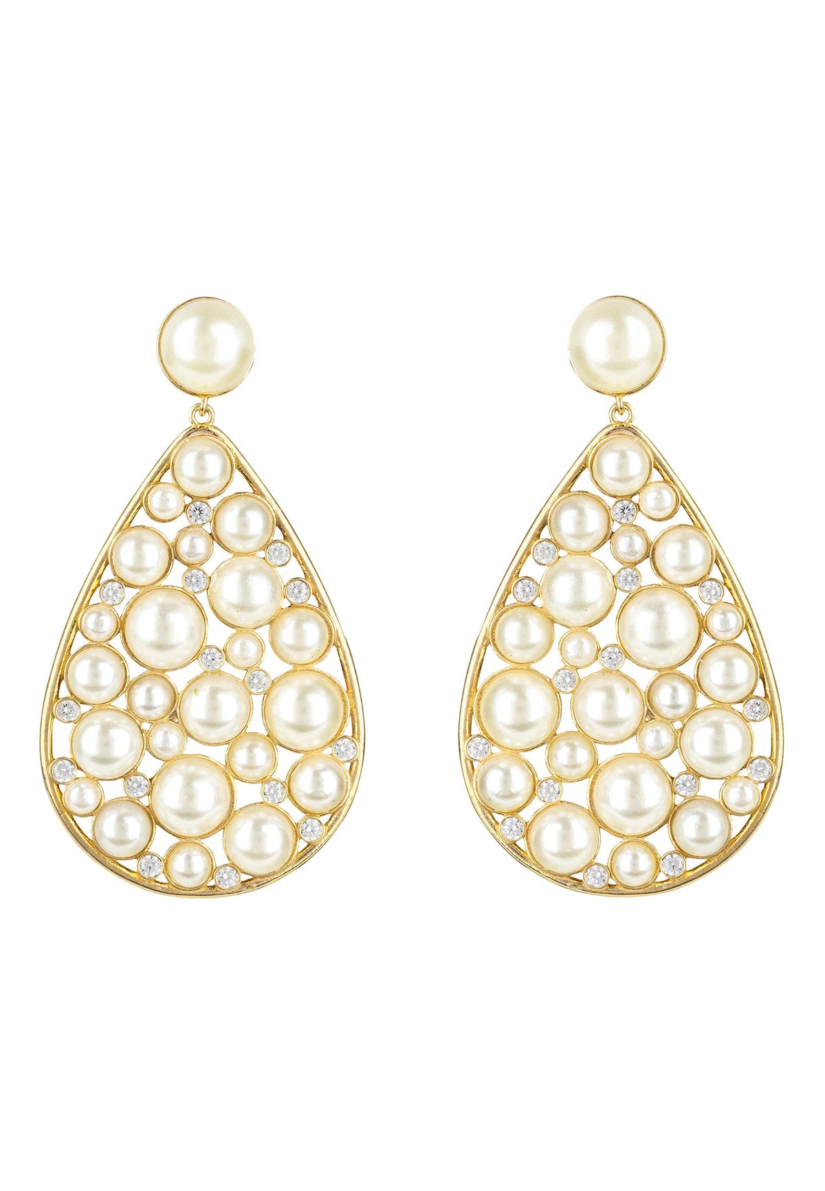 Pearl Elizabeth Statement Teardrop Earrings Gold