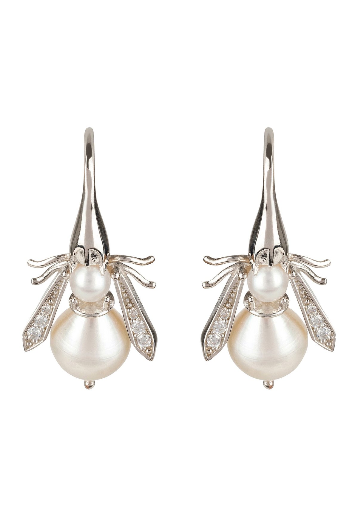 Pearl Honey Bee Earring Silver