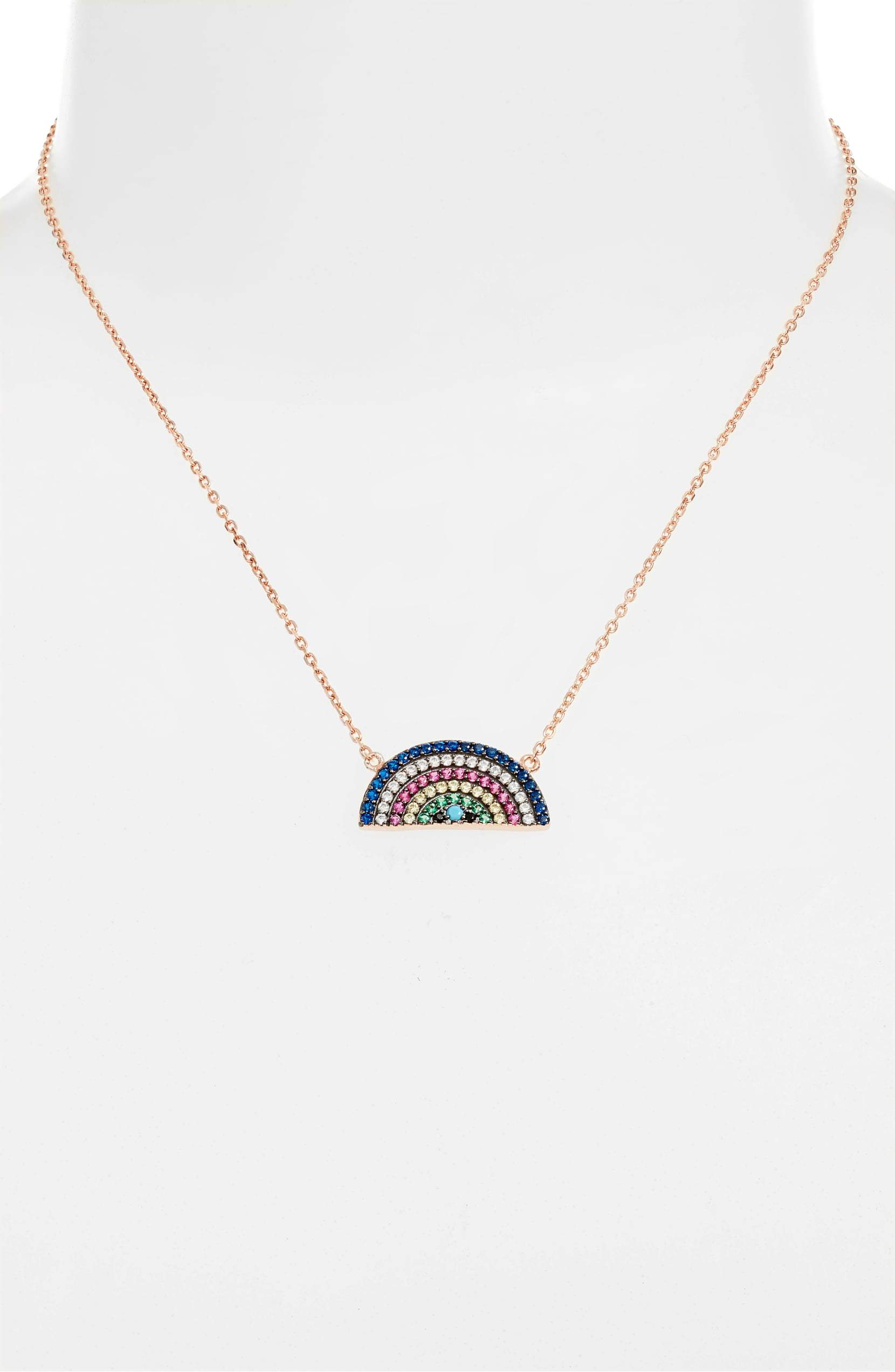 Rainbow Pave Charm Necklace