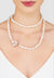 Flower Pearl Gemstone Long Necklace White CZ Rosegold