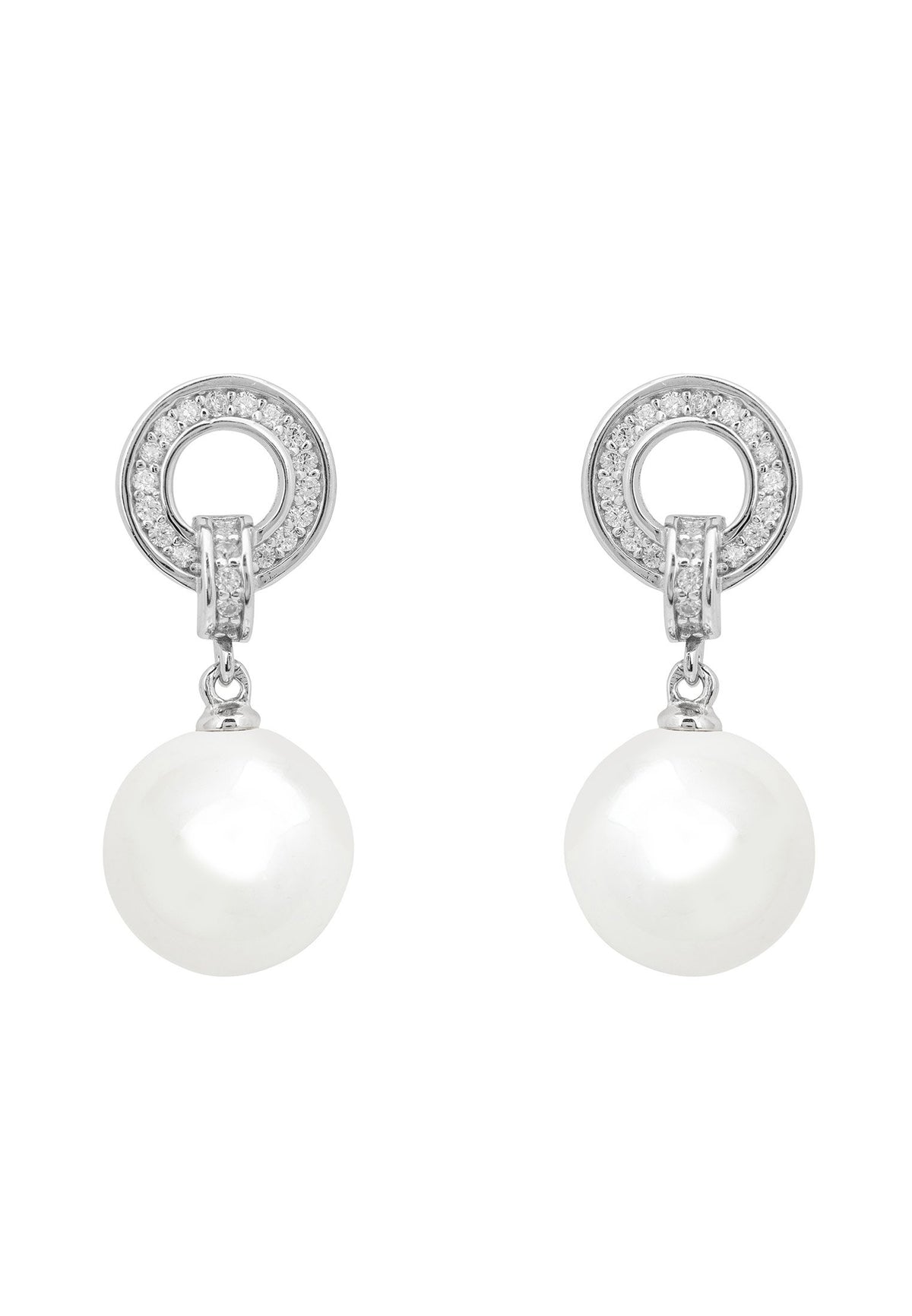 Halo Pearl Drop Earring Silver
