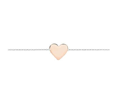 Sterling Silver Rose Gold Heart Bracelet BR250
