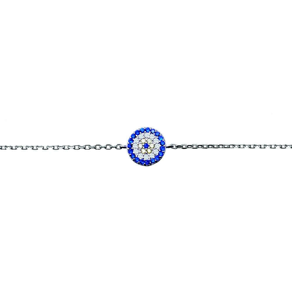 Sterling Silver Round CZ Eye Bracelet BR294