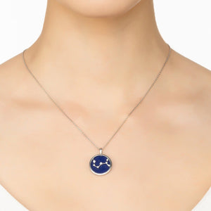 Zodiac Lapis Lazuli Gemstone Star Constellation Pendant Necklace Silver Scorpio