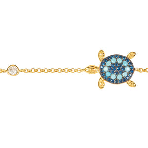 Turtle Turquoise Blue Bracelet Gold
