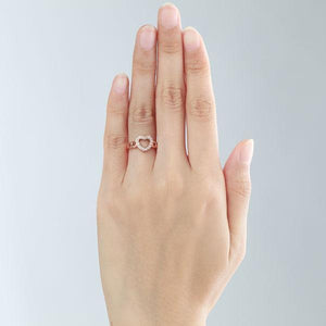 14K Rose Gold Heart Diamond Promise Ring 0.1 Ct MKR7102