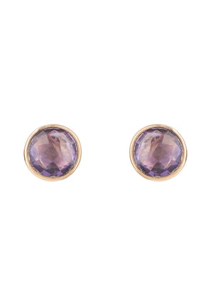 Medium Circle Stud Earrings Rosegold Amethyst
