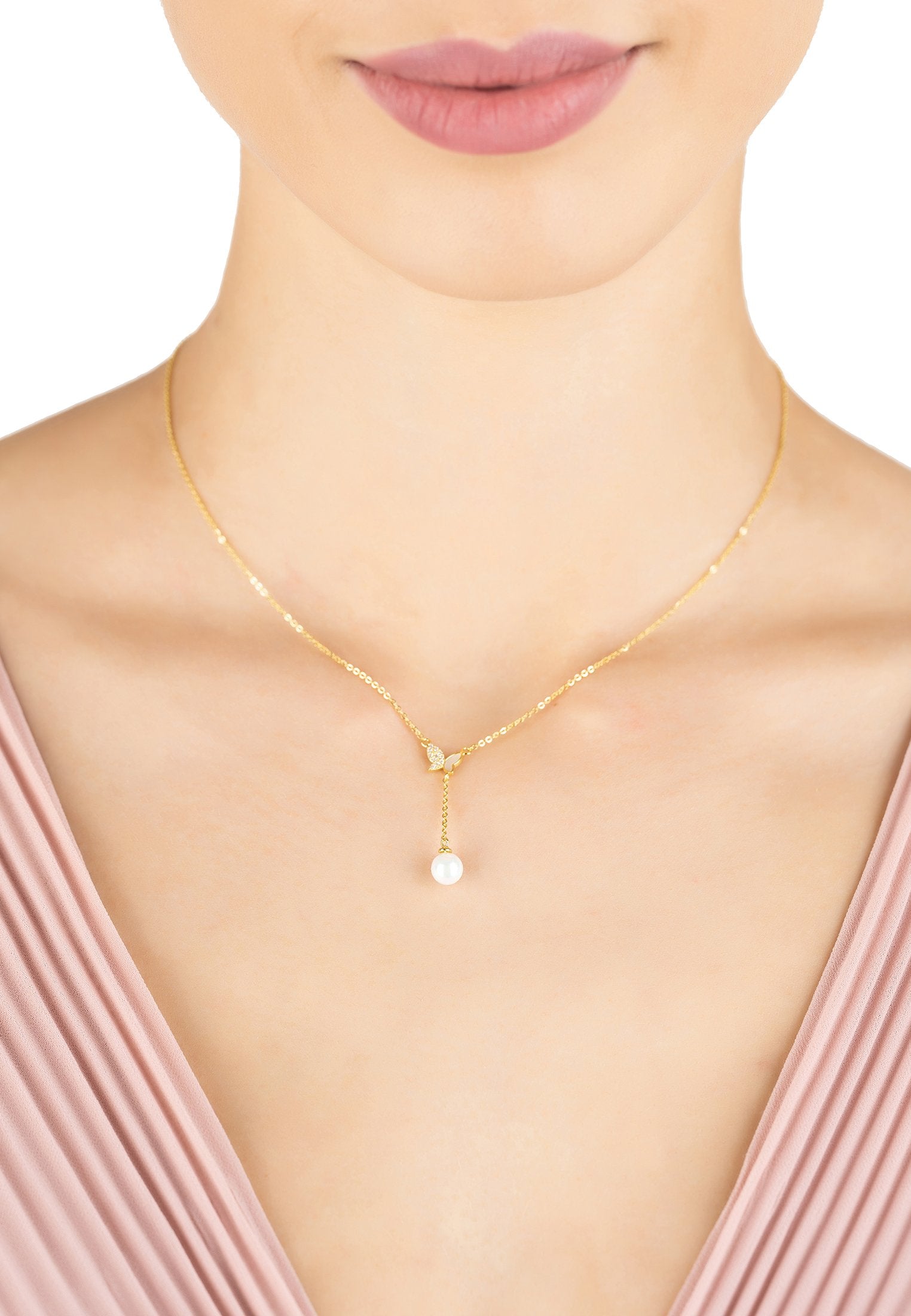 Butterfly Pearl Choker Necklace Gold
